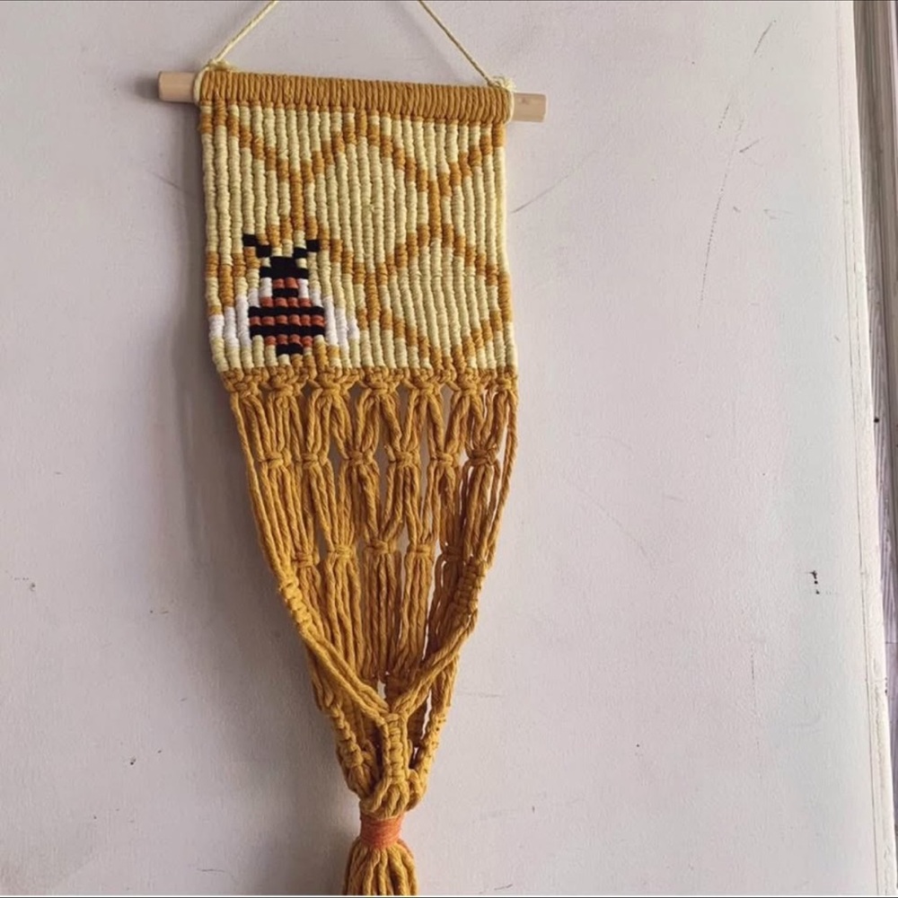 Handmade Macramé Wall Hanging with Bee Design